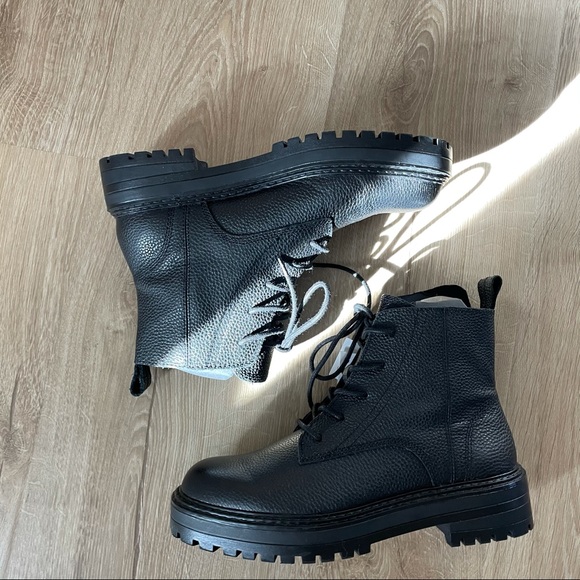 ZARA LOW HEEL LACED 100% LEATHER ANKLE BOOTS - Picture 11 of 12